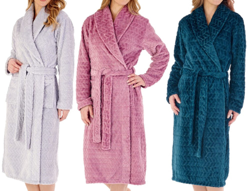 Slenderella Ladies Chevron Fleece Wrap Dressing Gown (3 Colours)