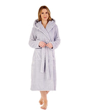 Load image into Gallery viewer, Slenderella Ladies Chevron Fleece Hooded Dressing Gown (3 Colours)
