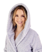 Load image into Gallery viewer, Slenderella Ladies Chevron Fleece Hooded Dressing Gown (3 Colours)