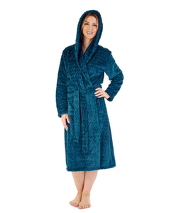 Slenderella Ladies Chevron Fleece Hooded Dressing Gown (3 Colours)