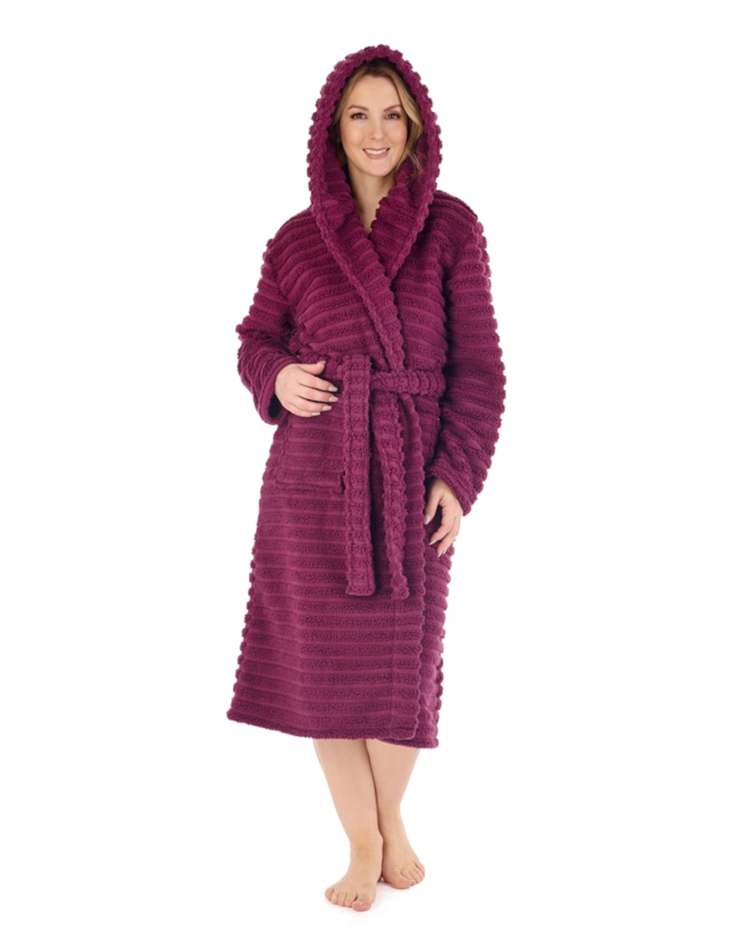 Slenderella Teddy Bear Fleece Hooded Dressing Gown (2 Colours)