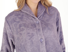 Load image into Gallery viewer, Slenderella Ladies Embossed Fleece Button Up Dressing Gown (4 Colours)