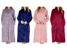 Load image into Gallery viewer, Slenderella Ladies Embossed Fleece Button Up Dressing Gown (4 Colours)
