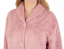Load image into Gallery viewer, Slenderella Ladies Embossed Fleece Button Up Dressing Gown (4 Colours)