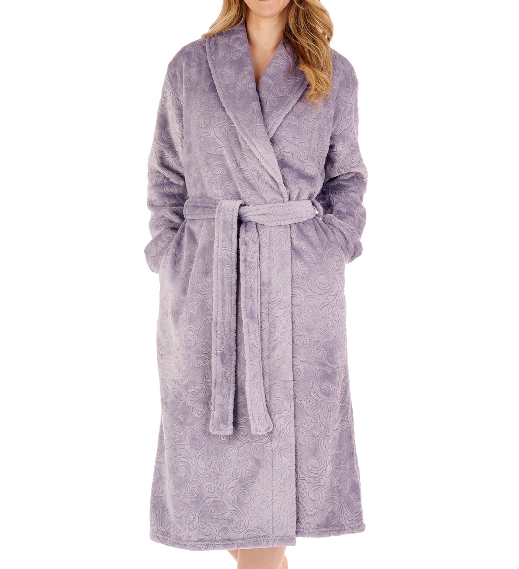 Slenderella Ladies Embossed Fleece Wrap Dressing Gown (4 Colours)