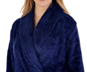 Slenderella Ladies Embossed Fleece Wrap Dressing Gown (4 Colours)