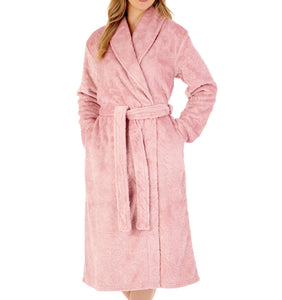 Slenderella Ladies Embossed Fleece Wrap Dressing Gown (4 Colours)