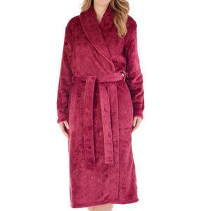 Slenderella Ladies Embossed Fleece Wrap Dressing Gown (4 Colours)