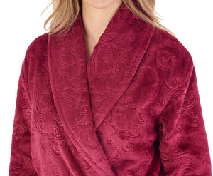 Slenderella Ladies Embossed Fleece Wrap Dressing Gown (4 Colours)