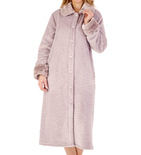 Load image into Gallery viewer, Slenderella Zebra Fleece Button Dressing Gown with Faux Fur Collar (3 Colours)