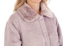 Load image into Gallery viewer, Slenderella Zebra Fleece Button Dressing Gown with Faux Fur Collar (3 Colours)