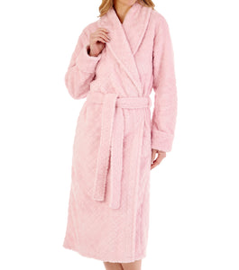 Slenderella Ladies Diamond Flannel Fleece Dressing Gown (2 Colours)