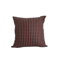 Load image into Gallery viewer, Coral &amp; Grey Check Cushion Cover Pair 17” x 17”