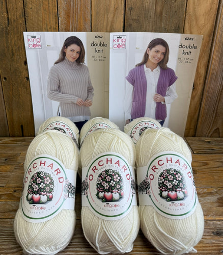 King Cole Knitting Pattern 6262 & Orchard DK Yarn Bundle