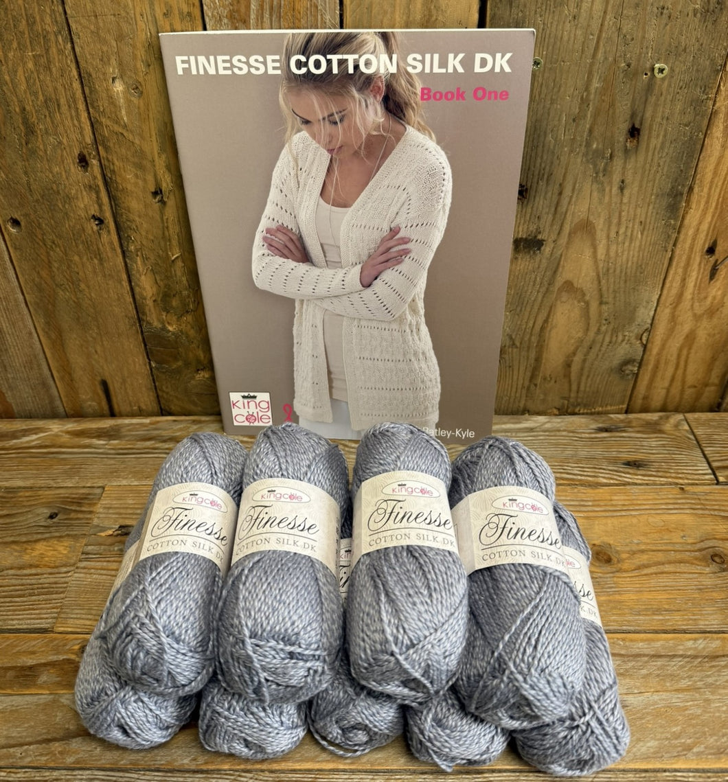 King Cole Finesse Cotton Silk DK Knitting Pattern Booklet & Yarn Bundle