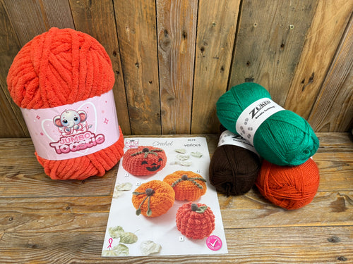 King Cole Knitting Pattern 9219 Pumpkins with Jumbo Toastie & DK Yarn Bundle