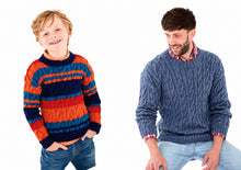 Load image into Gallery viewer, King Cole DK Knitting Pattern - Mens &amp; Boys Cable Sweaters (5940)