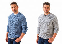 Load image into Gallery viewer, King Cole Aran Knitting Pattern - Mens Sweaters (5951)