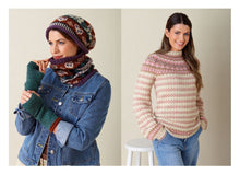 Load image into Gallery viewer, King Cole Double Knitting Pattern Ladies ‘Top Down Knit in the Round’ Fair Isle Sweater 6149