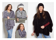 Load image into Gallery viewer, King Cole Knitting Pattern for Ladies Velveteen Hat, Scarf, Cowl, Wrap &amp; Tabard (6324)