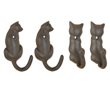 Load image into Gallery viewer, Cast Iron Cat Tail Hooks (Set of 2 or 4)