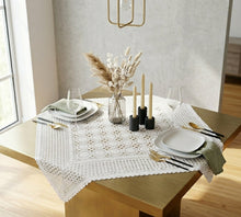Load image into Gallery viewer, Crochet Lace Tablecloth 36" Square 100% Cotton Traditional Table Topper (White or Natural)