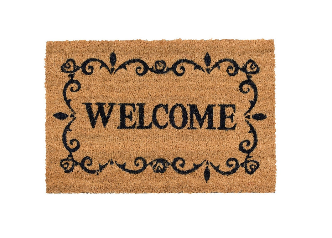 PVC Backed Coir Welcome Message Entrance Mat 60cm x 40cm (3 Designs)