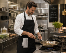 Load image into Gallery viewer, Professional Black Cotton Bib Apron with Front &amp; Pen Pocket (Single or Multi-Pack)