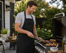 Load image into Gallery viewer, Professional Black Cotton Bib Apron with Front &amp; Pen Pocket (Single or Multi-Pack)