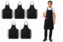 Load image into Gallery viewer, Professional Black Cotton Bib Apron with Front &amp; Pen Pocket (Single or Multi-Pack)