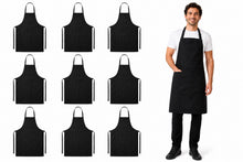 Load image into Gallery viewer, Professional Black Cotton Bib Apron with Front &amp; Pen Pocket (Single or Multi-Pack)