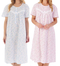 Load image into Gallery viewer, Slenderella Ditsy Floral Short Sleeve Cotton Nightie (2 Colours)