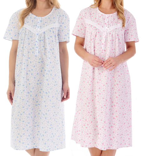 Slenderella Ditsy Floral Short Sleeve Cotton Nightie (2 Colours)