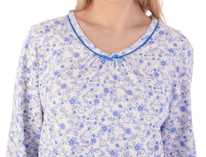 Slenderella Long Sleeve Ditsy Floral Jersey Nightie (3 Colours)