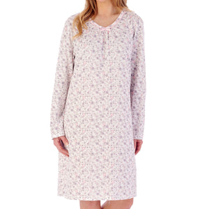 Slenderella Long Sleeve Ditsy Floral Jersey Nightie (3 Colours)