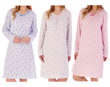 Load image into Gallery viewer, Slenderella Long Sleeve Ditsy Floral Jersey Nightie (3 Colours)