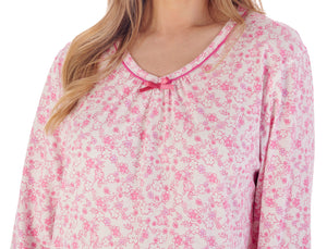 Slenderella Long Sleeve Ditsy Floral Jersey Nightie (3 Colours)