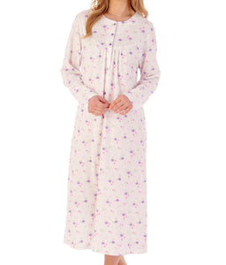 Slenderella Ladies Floral Button Through Jersey Nightdress (3 Colours)