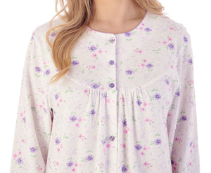 Slenderella Ladies Floral Button Through Jersey Nightdress (3 Colours)