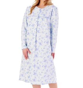 Slenderella Floral Long Sleeve Brushed Cotton Nightdress (3 Colours)