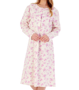 Slenderella Floral Long Sleeve Brushed Cotton Nightdress (3 Colours)