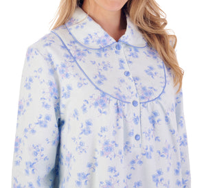 Slenderella Ladies Floral Flannel Peter Pan Collar Nightdress (3 Colours)