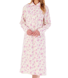 Slenderella Ladies Floral Flannel Peter Pan Collar Nightdress (3 Colours)