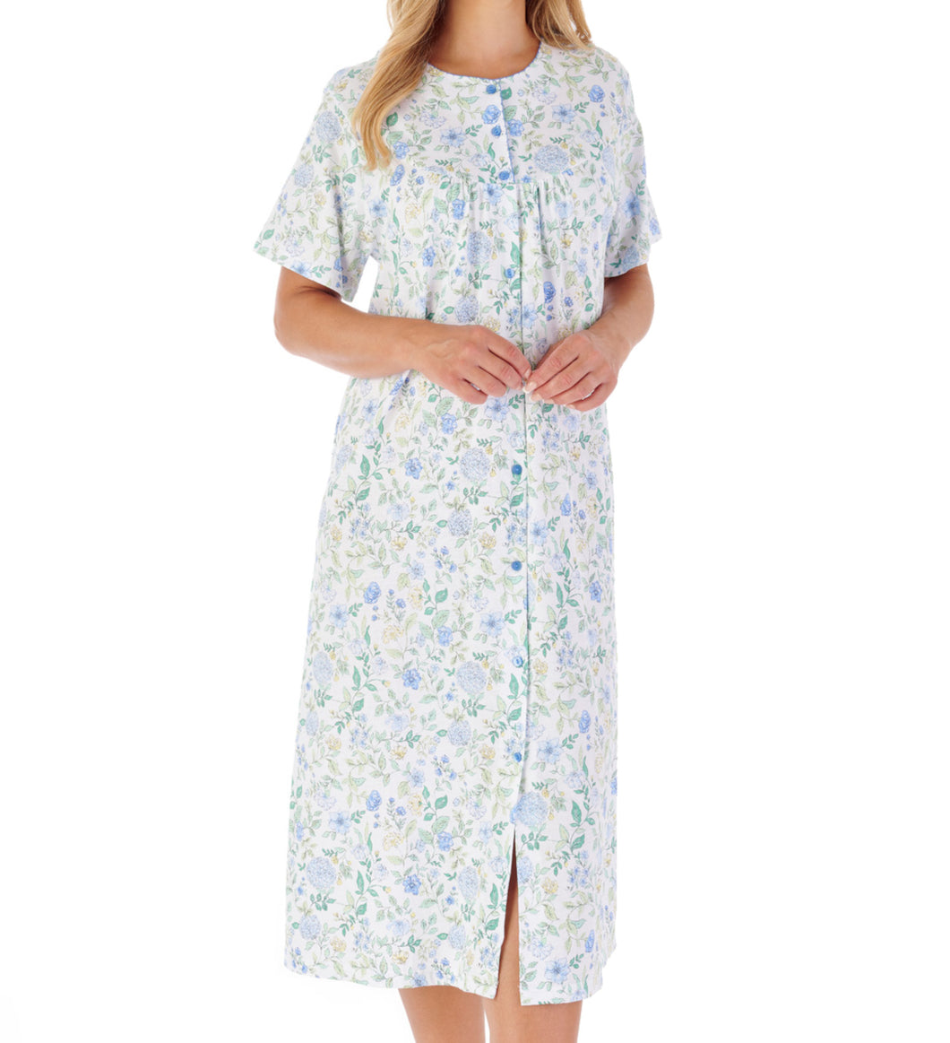 Slenderella Trailing Floral Print Button Down Jersey Nightie (2 Colours)