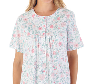 Slenderella Trailing Floral Print Button Down Jersey Nightie (2 Colours)