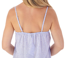 Load image into Gallery viewer, Slenderella Ladies Gingham &amp; Flower Design Chemise (Blue or Pink)