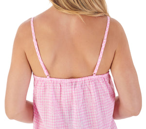 Slenderella Ladies Gingham & Flower Design Chemise (Blue or Pink)