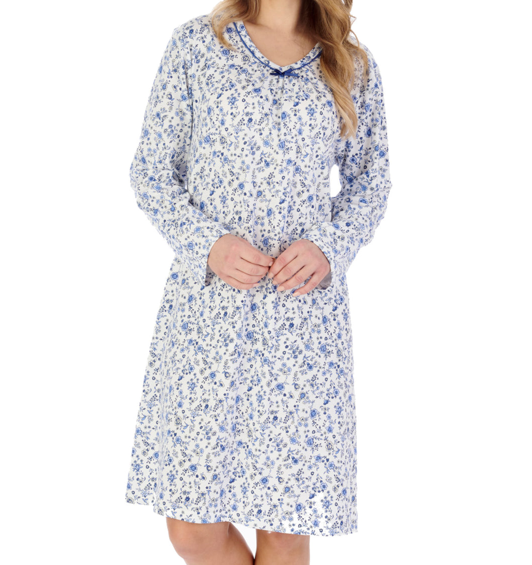 Slenderella Ditsy Floral Jersey Long Sleeve Nightie (3 Colours)