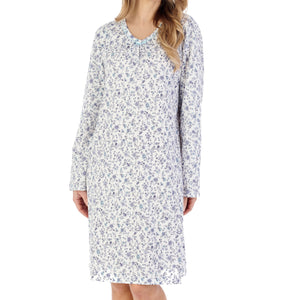 Slenderella Ditsy Floral Jersey Long Sleeve Nightie (3 Colours)