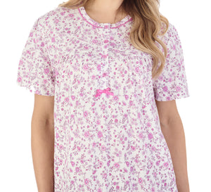 Slenderella Ditsy Floral Jersey Short Sleeve Nightie (3 Colours)